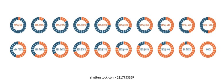 Circle percent diagram. Pie chart. Progress bar infographic set.  Vector illustration svg