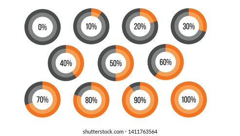 Circle percent Diagram Pie Charts Infographic Elements. Progress Wheel. Vector illustration isolated on white background