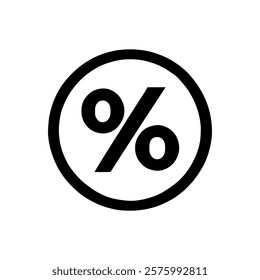 Circle with percent sign icon. Percentage symbol vector silhouette illustration design on white background.