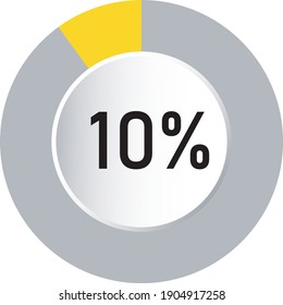 circle percentage 3d diagrams showing 10% ready-to-use for web design, user interface (UI) or infographic - indicator with yellow
