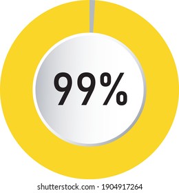circle percentage 3d diagrams showing 99% ready-to-use for web design, user interface (UI) or infographic - indicator with yellow