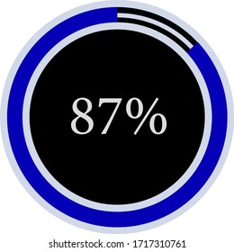 circle percentage diagram meter showing 87% ready-to-use for web design, user interface UI or infographic - indicator with blue and black
