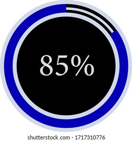 circle percentage diagram meter showing 85% ready-to-use for web design, user interface UI or infographic - indicator with blue and black