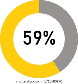 circle percentage diagram meter showing 59% ready-to-use for web design, user interface UI or infographic - indicator with yellow and ash