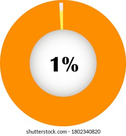 circle percentage diagram showing 01% ready-to-use for web design, user interface (UI) or infographic - indicator with orange & yellow.