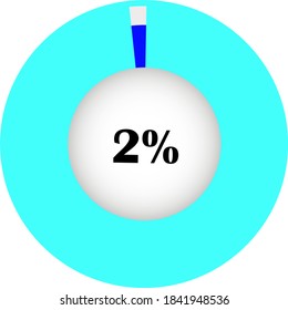 circle percentage diagram showing 02% ready-to-use for web design, user interface (UI) or infographic - indicator with blue, white and light blue.
