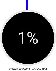circle percentage diagram showing 1% ready-to-use for web design, user interface (UI) or infographic - indicator with blue