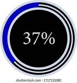 circle percentage diagram showing 37% ready-to-use for web design, user interface UI or infographic - indicator with blue and black