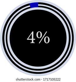 circle percentage diagram showing  4%  ready-to-use for web design, user interface (UI) or infographic - indicator with blue and black