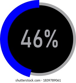 circle percentage diagram showing 46% ready-to-use for web design, user interface (UI) or infographic - indicator with black and blue