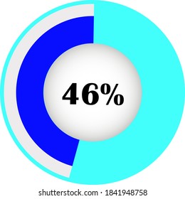 circle percentage diagram showing 46% ready-to-use for web design, user interface (UI) or infographic - indicator with blue, white and light blue.