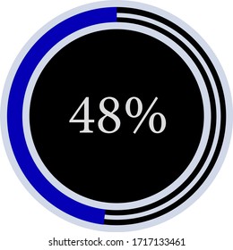 circle percentage diagram  showing 48% ready-to-use for web design, user interface UI or infographic - indicator with blue and black