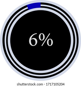 circle percentage diagram showing 6 %  ready-to-use for web design, user interface (UI) or infographic - indicator with blue and black