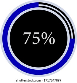 circle percentage diagram showing 75% ready-to-use for web design, user interface UI or infographic - indicator with blue and black