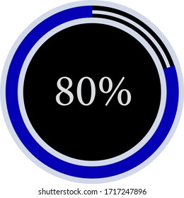 circle percentage diagram showing 80% ready-to-use for web design, user interface UI or infographic - indicator with blue and black