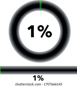 Circle percentage diagrams 1% ready to use for web design, user interface (UI) or infographic, for business , indicator with Green color, vector illustration design  isolated on white background