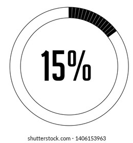 Circle percentage diagrams 15% ready to use for web design, user interface (UI) or infographic, for business , indicator with black and white can change color vector design