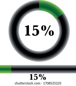 Circle percentage diagrams 15% ready to use for web design, user interface (UI) or infographic, for business , indicator with Green color, vector illustration design  isolated on white background