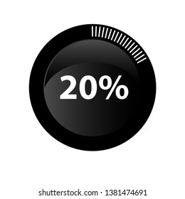 Circle percentage diagrams 20% ready to use for web design, user interface (UI) or infographic, for business , indicator with black and white can change color