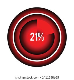 Circle percentage diagrams 21% ready to use for web design, user interface (UI) or infographic, for business , indicator with black and red can change color vector design
