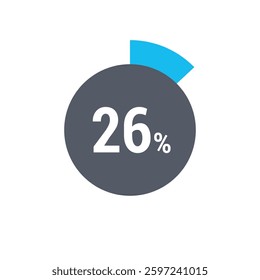 Circle percentage diagrams 26% icon vector ready to use for web design, user interface for business