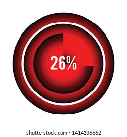 Circle percentage diagrams 26% ready to use for web design, user interface (UI) or infographic, for business , indicator with black and red can change color vector design