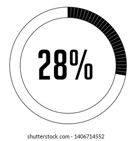 Diagramas de porcentaje de círculo 28% listos para usar para diseño web, interfaz de usuario (UI) o infografía, para empresas, indicador con blanco y negro puede cambiar el diseño de los vectores de color