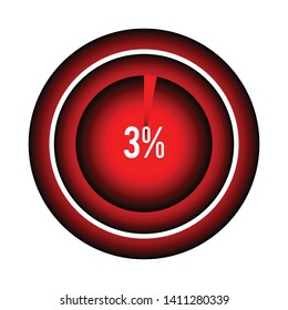 Circle percentage diagrams 3% ready to use for web design, user interface (UI) or infographic, for business , indicator with black and red can change color vector design