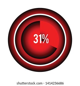 Circle percentage diagrams 31% ready to use for web design, user interface (UI) or infographic, for business , indicator with black and red can change color vector design
