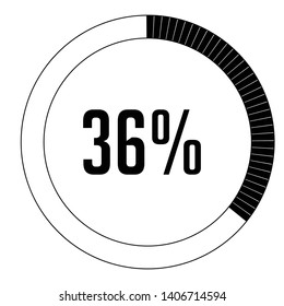 Circle percentage diagrams 36% ready to use for web design, user interface (UI) or infographic, for business , indicator with black and white can change color vector design