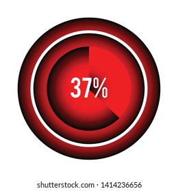 Circle percentage diagrams 37% ready to use for web design, user interface (UI) or infographic, for business , indicator with black and red can change color vector design