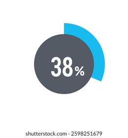 Circle percentage diagrams 38% icon vector ready to use for web design, user interface for business