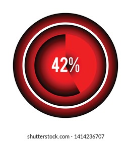 Circle percentage diagrams 42% ready to use for web design, user interface (UI) or infographic, for business , indicator with black and red can change color vector design