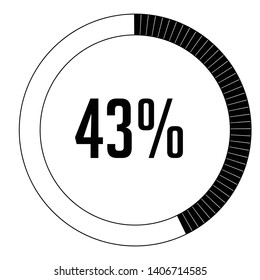 Circle percentage diagrams 43% ready to use for web design, user interface (UI) or infographic, for business , indicator with black and white can change color vector design