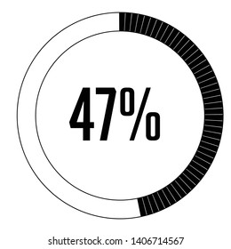 Circle percentage diagrams 47% ready to use for web design, user interface (UI) or infographic, for business , indicator with black and white can change color vector design