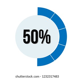 Circle percentage diagrams 50% ready to use for web design, user interface (UI) or infographic, for business , indicator with blue