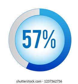 Circle percentage diagrams 57% ready to use for web design, user interface (UI) or infographic, for business , indicator with Blue