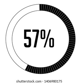 Circle percentage diagrams 57% ready to use for web design, user interface (UI) or infographic, for business , indicator with black and white can change color vector design