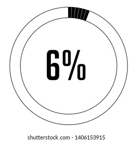 Circle percentage diagrams 6% ready to use for web design, user interface (UI) or infographic, for business , indicator with black and white can change color vector design