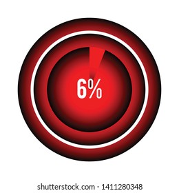 Circle percentage diagrams 6% ready to use for web design, user interface (UI) or infographic, for business , indicator with black and red can change color vector design