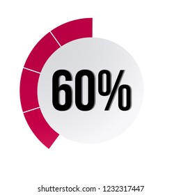 Circle percentage diagrams 60% ready to use for web design, user interface (UI) or infographic, for business , indicator with red