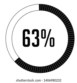 Circle percentage diagrams 63% ready to use for web design, user interface (UI) or infographic, for business , indicator with black and white can change color vector design