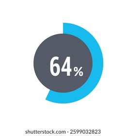 Circle percentage diagrams 64% icon vector ready to use for web design, user interface for business