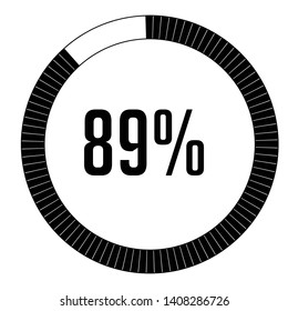 Circle percentage diagrams 89% ready to use for web design, user interface (UI) or infographic, for business , indicator with black and white can change color vector design