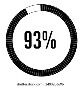 Circle percentage diagrams 93% ready to use for web design, user interface (UI) or infographic, for business , indicator with black and white can change color vector design