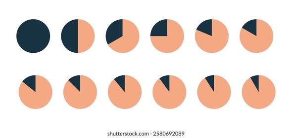 Circle percentage diagrams for infographics. Segment slice circle set isolated. Set of pie charts