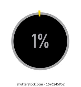 circle percentage diagrams meter ready-to-use for web design, user interface UI or infographic - indicator with yellow,black & ash showing 1%