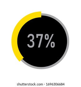 circle percentage diagrams meter ready-to-use for web design, user interface UI or infographic - indicator with yellow,black & ash showing 37%