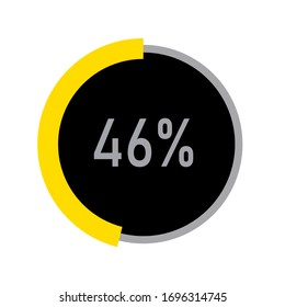 circle percentage diagrams meter ready-to-use for web design, user interface UI or infographic - indicator with yellow,black & ash showing 46%