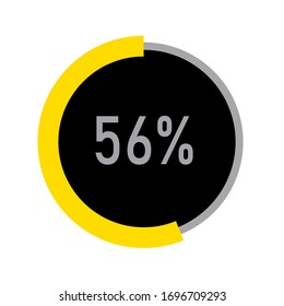circle percentage diagrams meter ready-to-use for web design, user interface UI or infographic - indicator with yellow,black & ash showing 56%